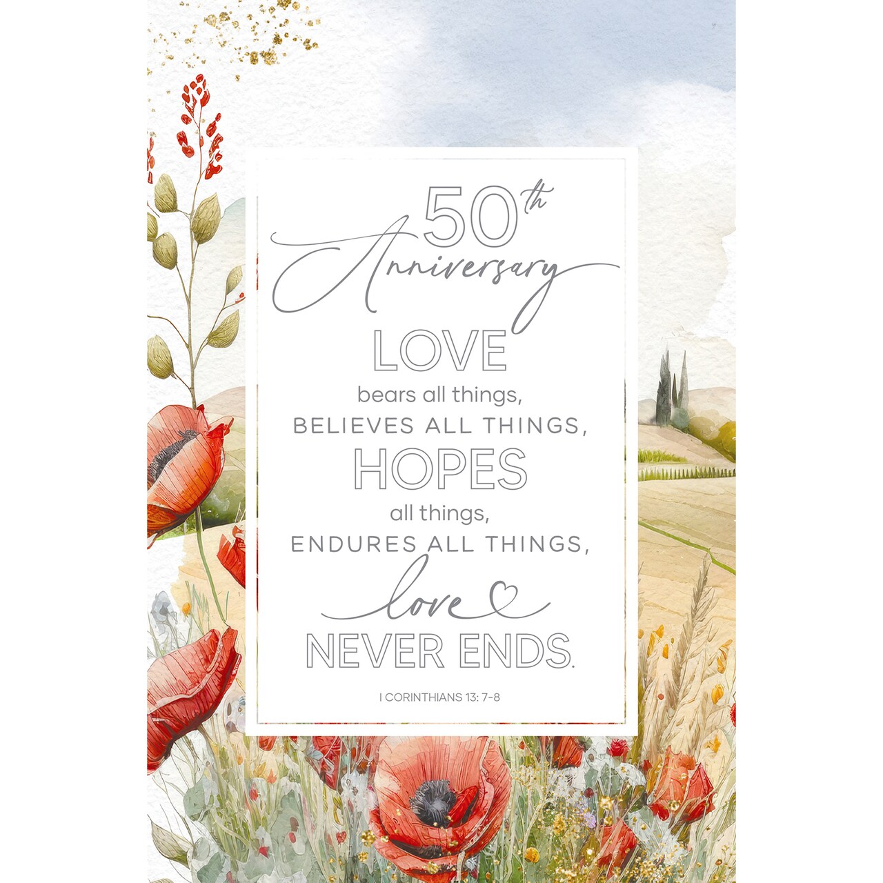 5oth Anniversary Wood Plaque with Easel and Hook Wall Tabletop Art - 6 inches x 9 inches